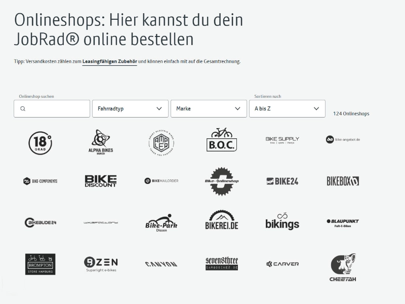 Screenshot der neuen Onlineshopsuche